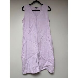 Talbots Lavender V Neck Sleeveless Linen Blend Midi Dress Size 12